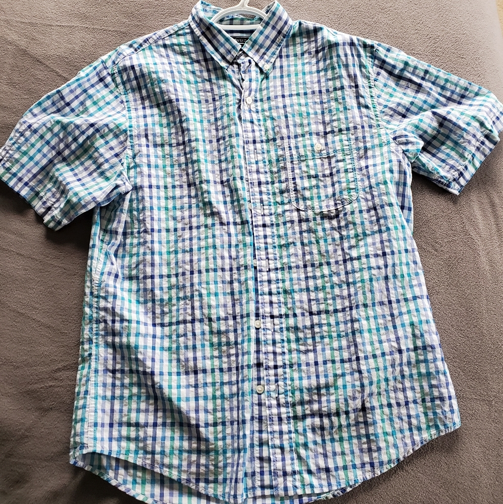 Short sleeve Medium plaid button down shirt Land's End